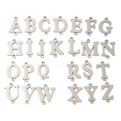 26Pcs 26 Styles 201 Stainless Steel Laser Cut Letter A~Z Links STAS-P428-16P-1