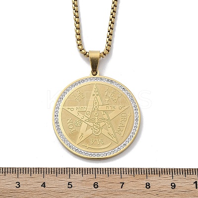 201 Stainless Steel Rhinestone Pendant Necklaces for Women NJEW-U021-01G-1