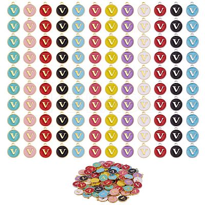 120Pcs 12 Colors Golden Plated Alloy Charms ENAM-SZ0001-64V-1