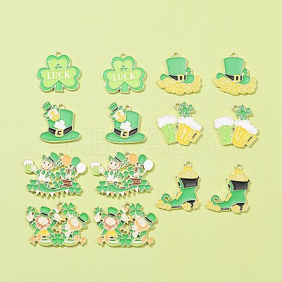 14Pcs 7 Styles Saint Patrick's Day Alloy Enamel Pendants ENAM-FS0001-67-1