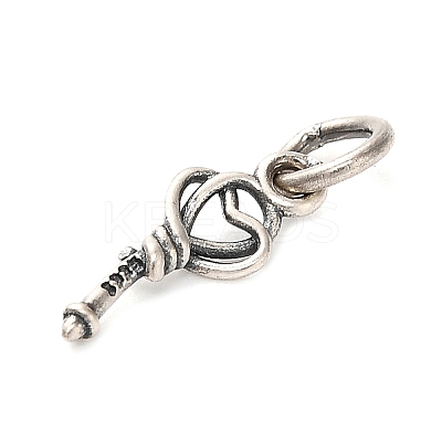 S925 Sterling Silver Heart Key Charms STER-K183-02A-AS-1