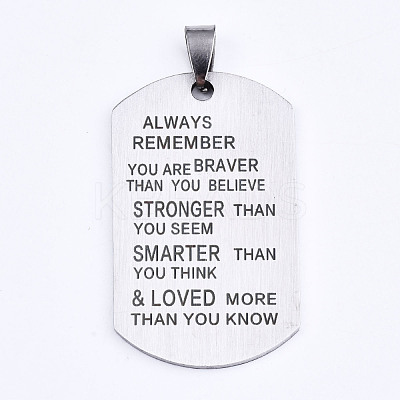 Non-Tarnish 201 Stainless Steel Quote Pendants STAS-T044-232P-1