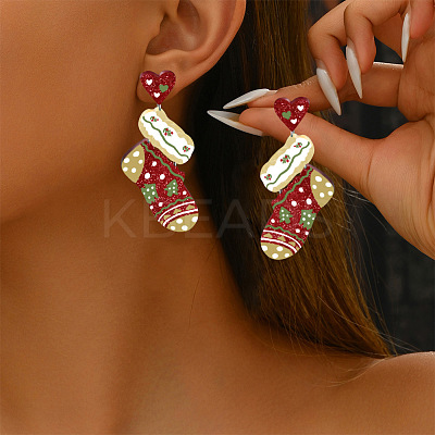 Christmas Theme Acrylic Dangle Stud Earrings FS-WG16439-05-1