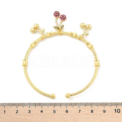 Brass Micro Pave Cubic Zirconia Fruit Charm Bangles for Women BJEW-Z089-01G-02-1