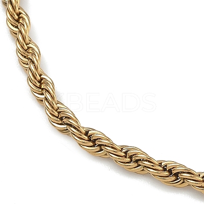 3MM 201 Stainless Steel Rope Chain Bracelets for Women BJEW-R318-01G-1-1
