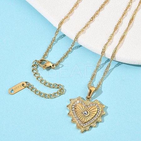 304 Stainless Steel Rhinestone Pendant Necklaces for Women NJEW-B150-01G-02-1