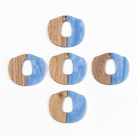 Opaque Resin & Walnut Wood Pendants RESI-S389-045A-C01-1