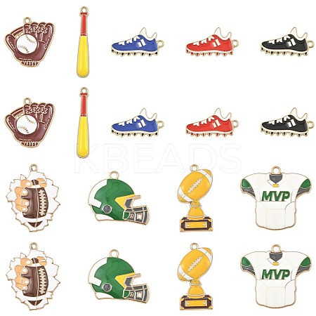 18Pcs 8 Styles Alloy Enamel Pendants ENAM-FS0004-18-1