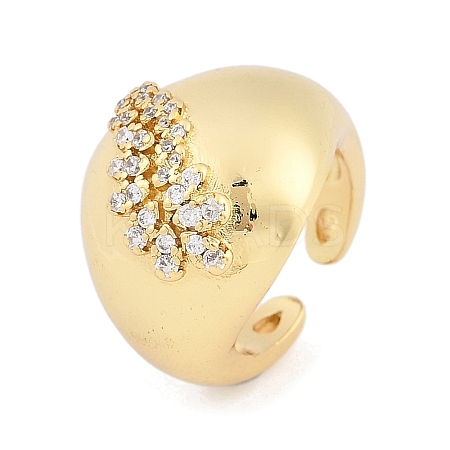 Brass Micro Pave Cubic Zirconia Cuff Rings RJEW-U030-03G-01-1