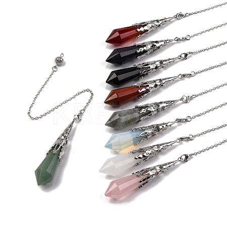 Natural & Synthetic Gemstone Pointed Dowsing Pendulum Big Pendants G-H285-06P-A-1