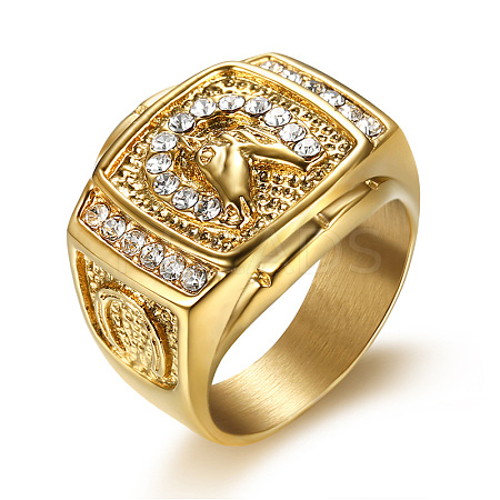 304 Stainless Steel Micro Pave Clear Cubic Zirconia Finger Rings for Men FS-WGEF432-05-1