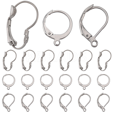 60Pcs 3 Styles 304 Stainless Steel Leverback Earring Findings STAS-SC0008-14-1