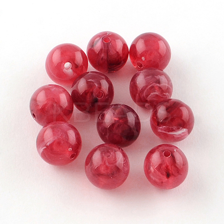 Round Imitation Gemstone Acrylic Beads OACR-R029-6mm-09-1