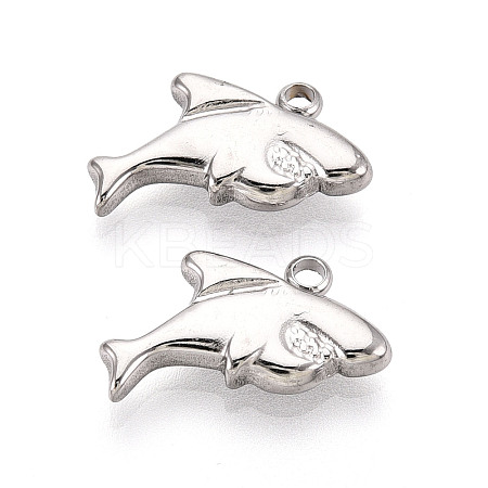304 Stainless Steel Shark Pendants STAS-T069-09S-1