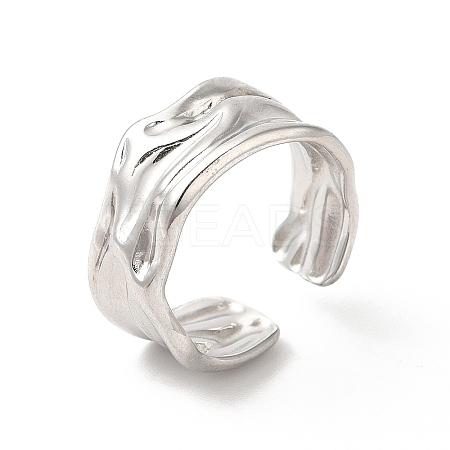 Non-Tarnish 304 Stainless Steel Twist Open Cuff Ring for Women RJEW-E063-24P-1