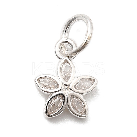 925 Sterling Silver Pave Clear Cubic Zirconia Flower Charms STER-A048-02B-S-1