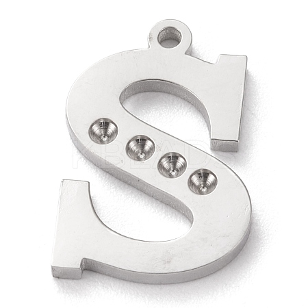 Tarnish Resistant 304 Stainless Steel Letter Pendant Rhinestone Settings STAS-J028-01S-1