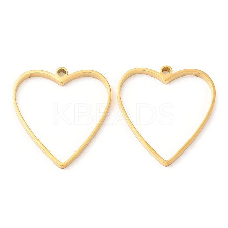 304 Stainless Steel Open Back Bezel Heart Pendants STAS-Z040-03G-1