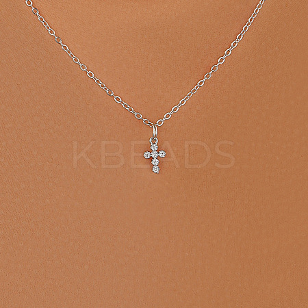 Cross Alloy with Crystal Rhinestone Pendant Necklaces WGAF0E8-03-1