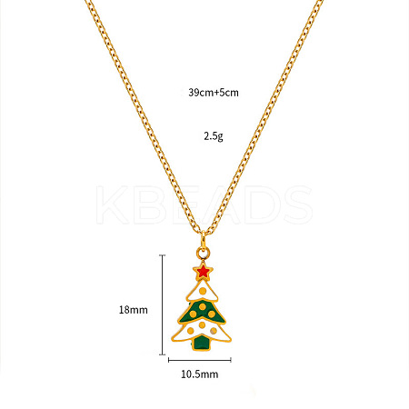 Christmas 304 Stainless Steel Enamel Pendant Necklaces FS-WGDAA96-17-1
