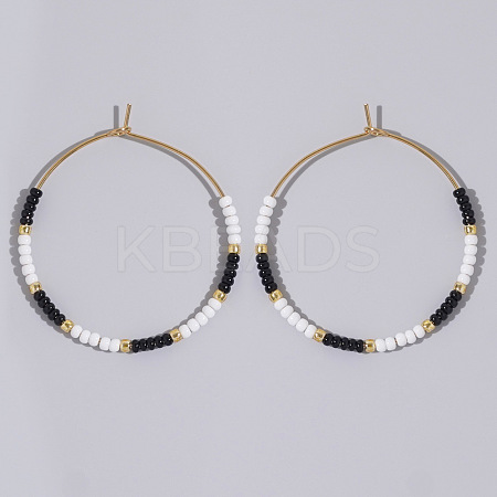 Glass Colorful Beads Hoop Earrings for Women SX7137-3-1