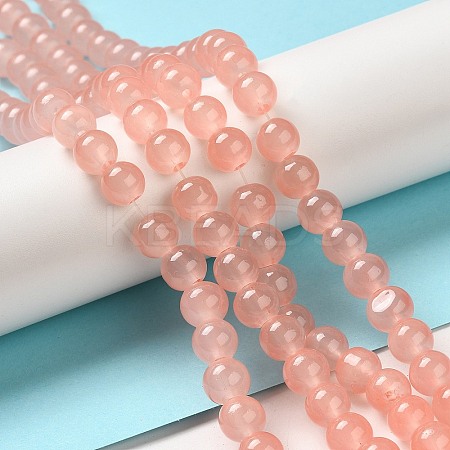 Baking Paint Imitation Jade Glass Round Bead Strands X1-DGLA-Q021-8mm-03-1