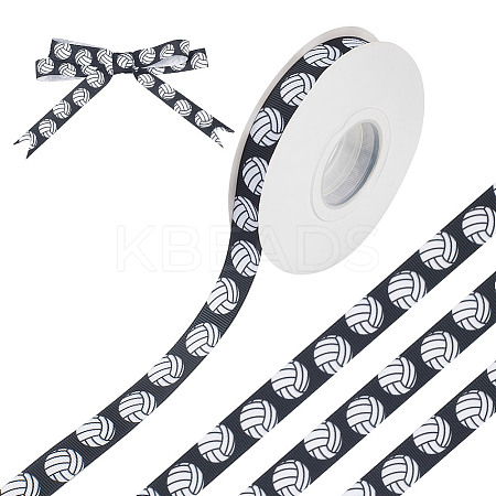 20 Yards Sport Ball Printed Polyester Volleyball Grosgrain Ribbon OCOR-WH0085-75A-01-1