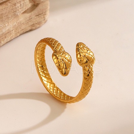 304 Stainless Steel Double Snake Open Cuff Rings LS-RJEW-M072-07G-1