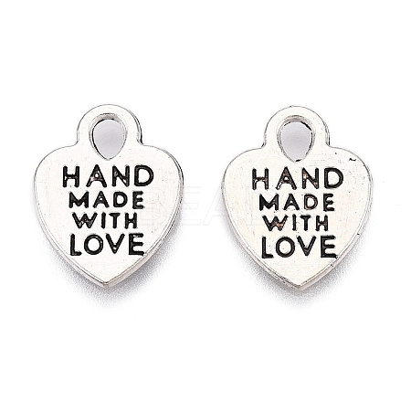 Tibetan Style Alloy Heart Charms TIBEP-Q035-07AS-NR-1