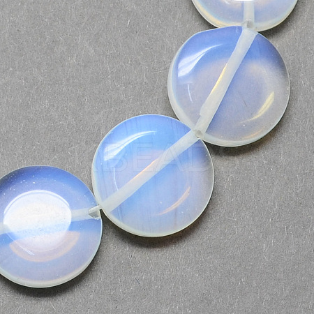 Smooth Flat Round Opalite Opal Stone Beads Strands G-S110-14mm-25-1