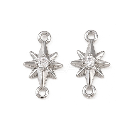 Brass Pave Clear Cubic Zirconia Connector Charms KK-H524-14P-1