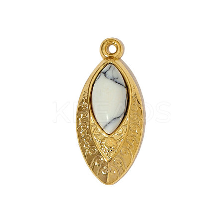 304 Stainless Steel with Synthetic Turquoise Pendants STAS-OY005-08G-1