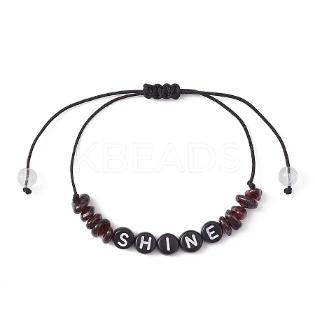 Natural Garnet Chip Braided Bead Bracelets BJEW-JB09608-05-1
