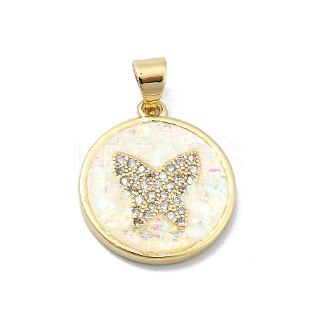 Brass Micro Pave Clear Cubic Zirconia Pendants KK-A221-28D-G-1