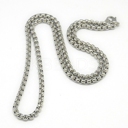 Trendy Men's 201 Stainless Steel Box Chain Necklaces NJEW-L043B-46P-1