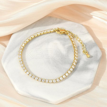 Clear Cubic Zirconia Tennis Bracelet BJEW-A132-02G-1