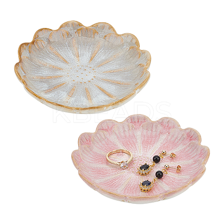  2Pcs 2 Colors Porcelain Jewelry Dish AJEW-NB0005-25B-1