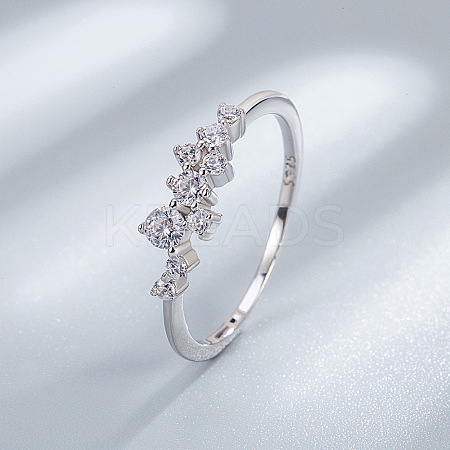 925 Sterling Silver Micro Pave Clear Cubic Zirconia Finger Rings for Women FS-WG88D88-02-1
