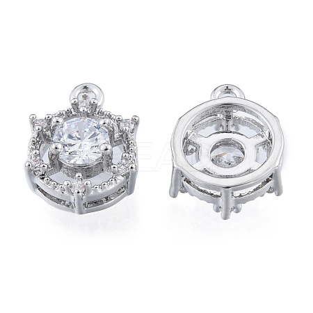 Brass Micro Pave Clear Cubic Zirconia Charms KK-N216-556P-1