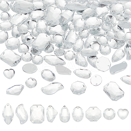 140Pcs 9 Style Teardrop/Octagon/Oval Sew on Rhinestone ACRT-PH0001-14A-1