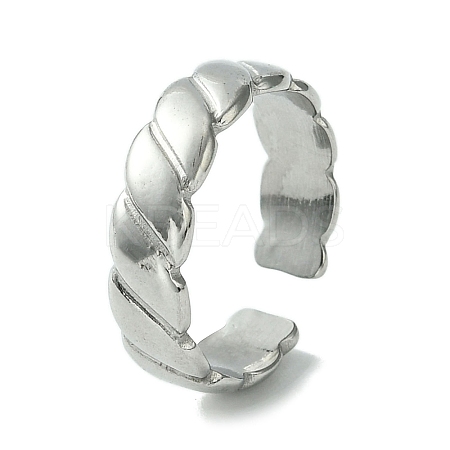 Non-Tarnish 304 Stainless Steel Grooved Open Cuff Ring RJEW-L110-027P-1