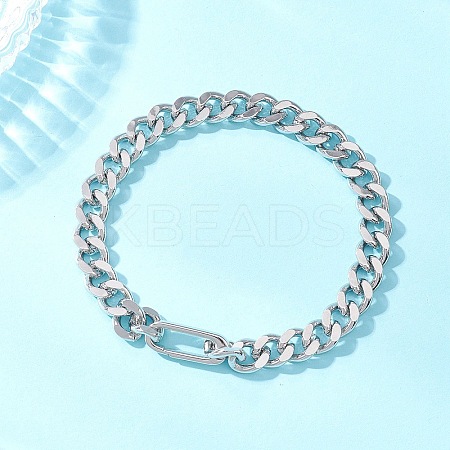 Brass Cuban Link Chain Bracelets for Men Women BJEW-JB13243-1