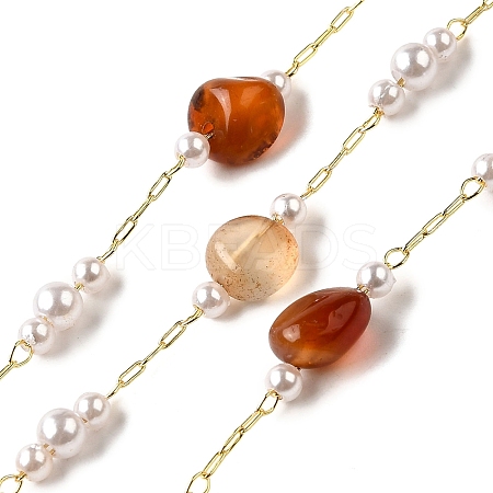Handmade Natural Carnelian Nuggets Beaded Chains CHC-F020-03G-04-1