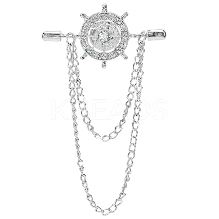 2Pcs Helm Zinc Alloy Hanging Chain Brooches with Crystal Rhinestone FIND-GF0006-83P-1