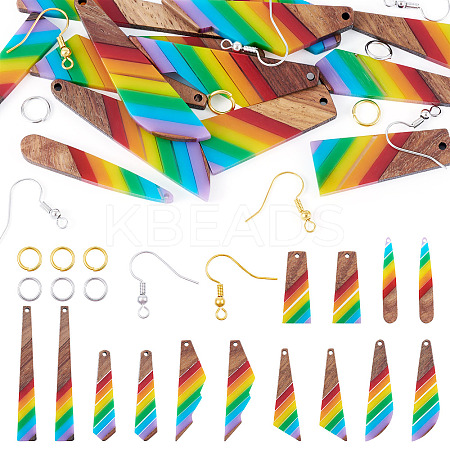 Resin & Walnut Pendants DIY Dangle Earrings Making Kits DIY-TA0011-03B-1