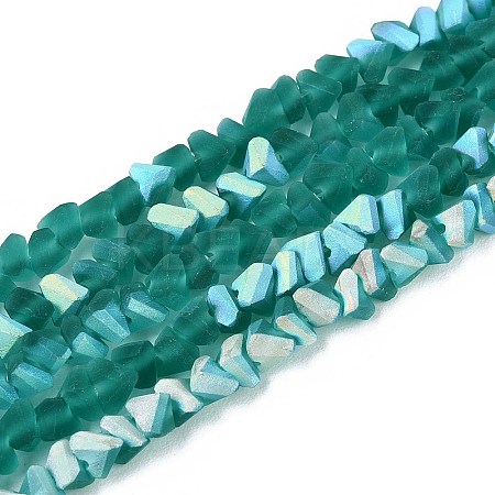 Frosted Transparent Glass Beads Strands GLAA-N054-4mm-09-1