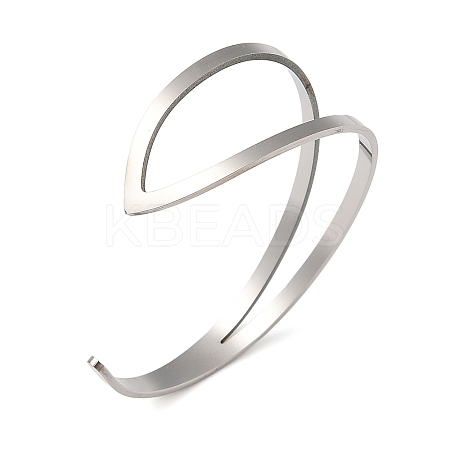201 Stainless Steel Open Cuff Bangles for Women BJEW-M044-01P-1