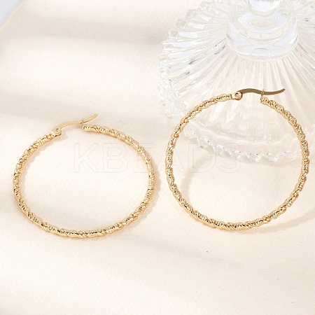 Ion Plating(IP) 304 Stainless Steel Big Hoop Earrings EJEW-L215-16G-1