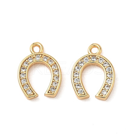 Brass Micro Pave Clear Cubic Zirconia Charms KK-B160-19G-1
