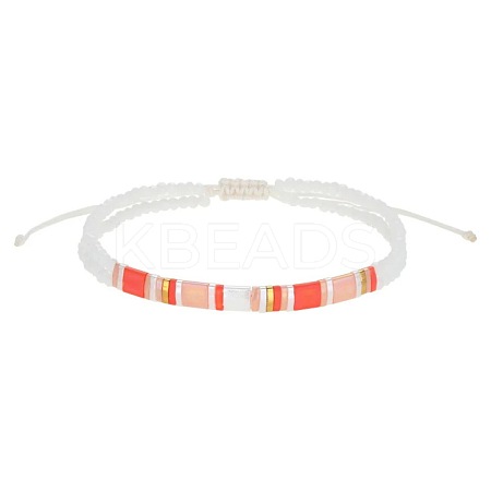 Bohemian Style Glass Seed Bead & Plastic Braided Bead Bracelets QF8968-4-1